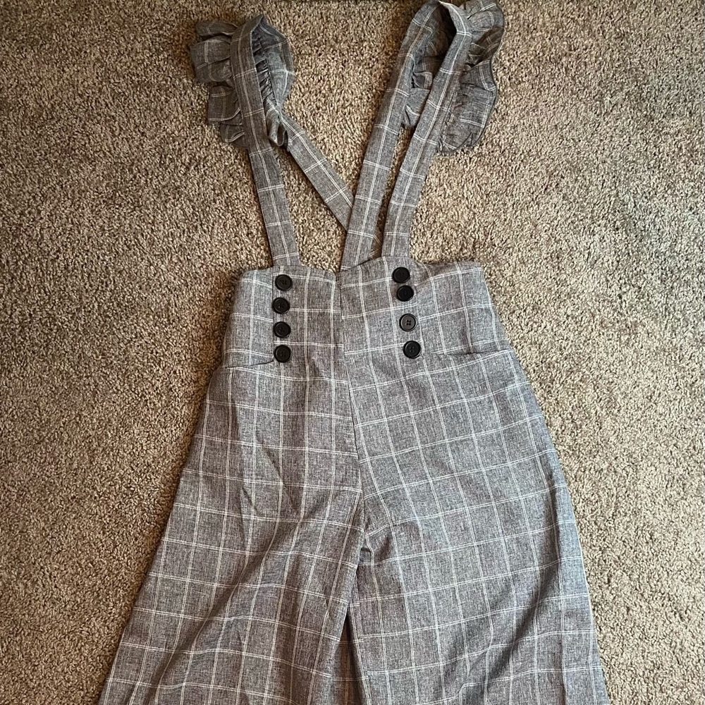 Plaid wide leg trouser jumpsuit!